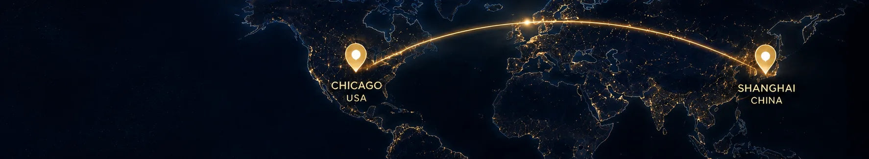 World map showing POPTEX presence in Chicago and Shanghai