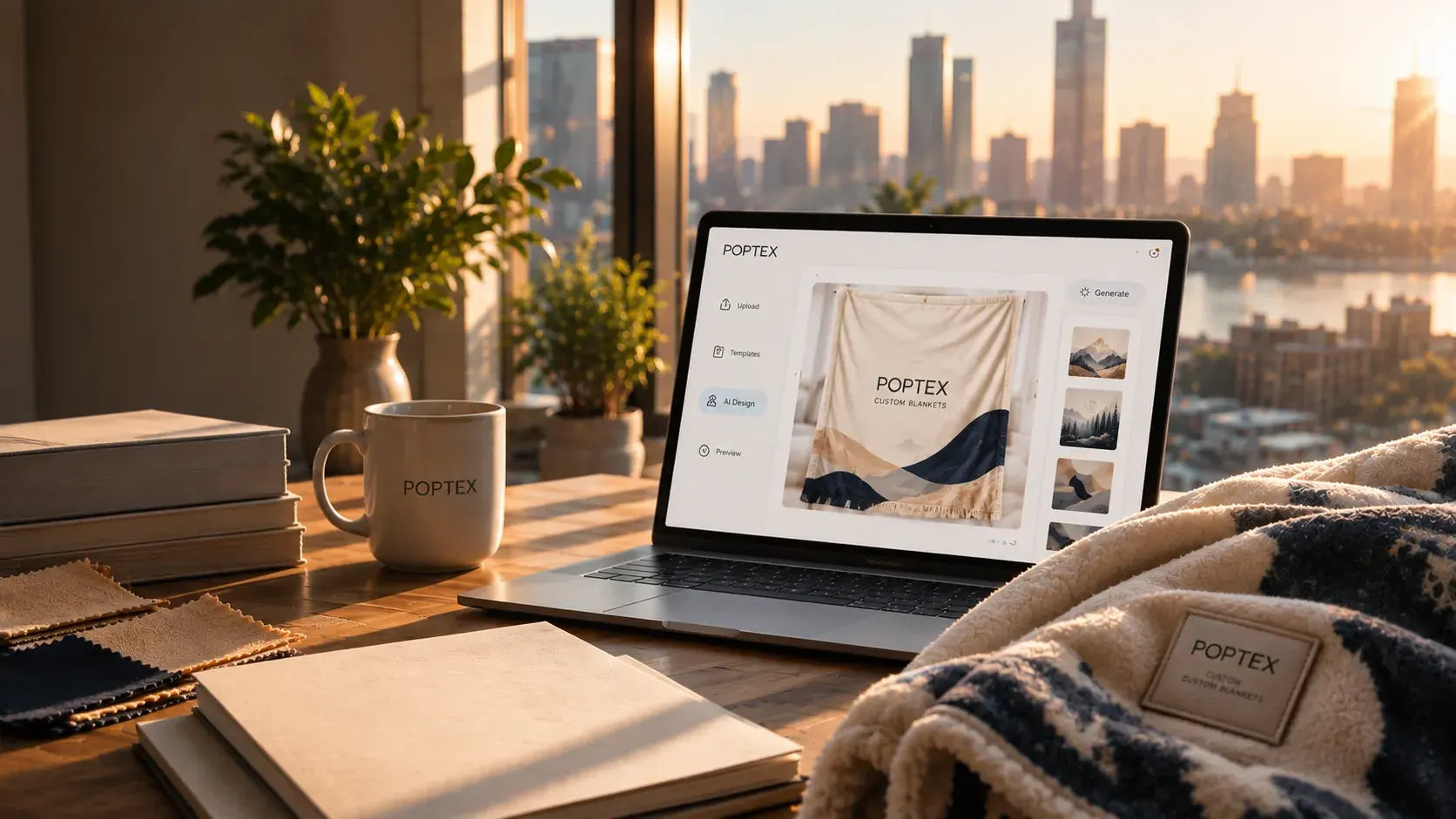 AI custom blanket design workspace