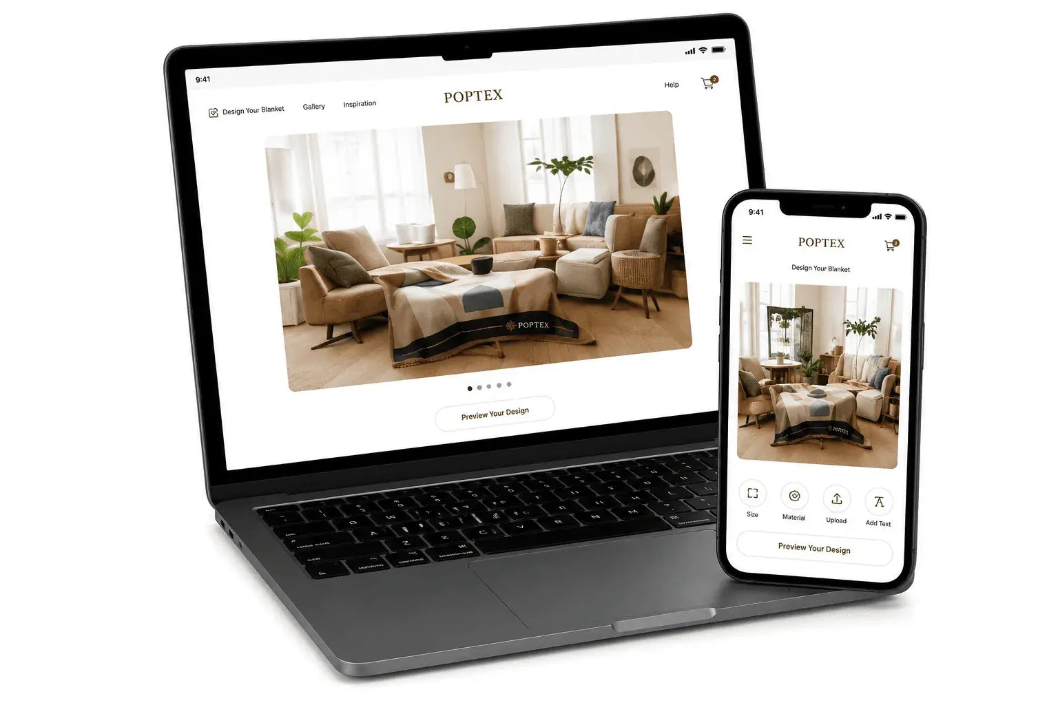 AI preview interface on laptop and phone