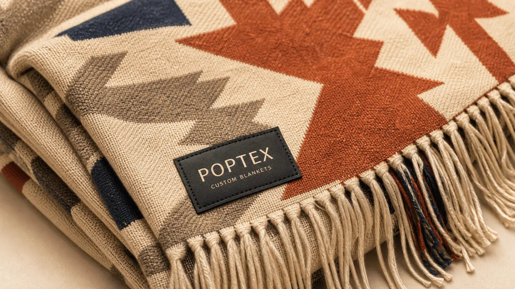 Premium Poptex blanket with custom label detail