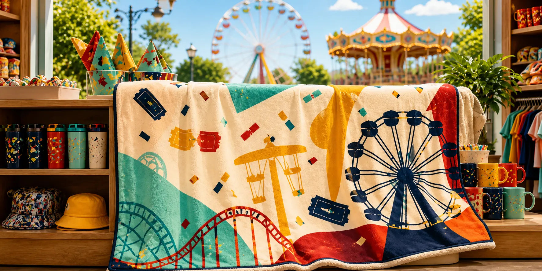 Destination gift shop custom blanket display